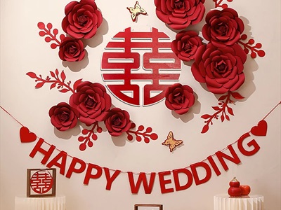 Chữ gỗ Song Hỷ tròn - Wedding nhiều kiểu [Gỗ nhẹ - Sơn thủ công] ĐK 30-40cm CHUGO-23